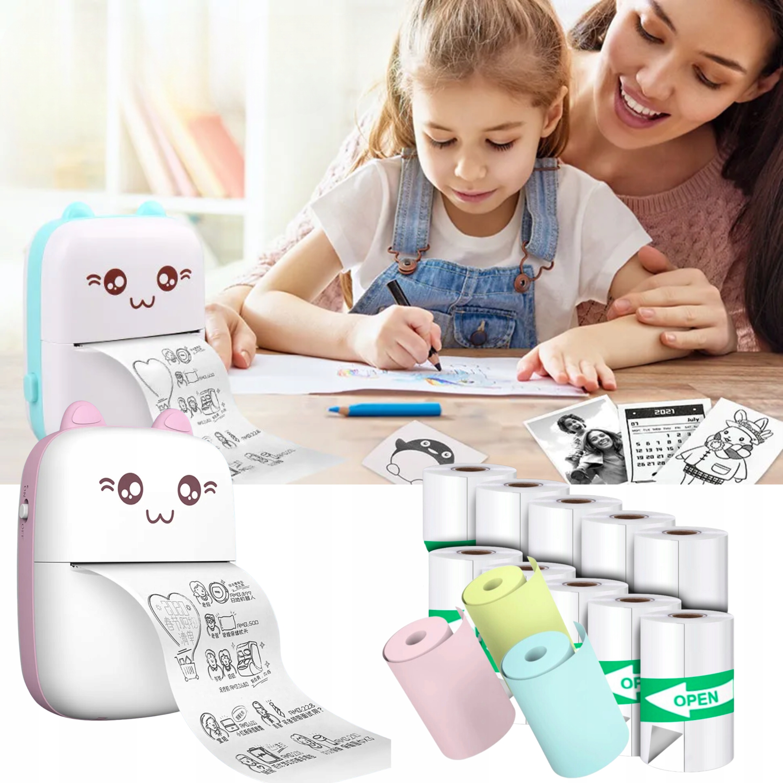 Drukarka Termiczna Bluetooth DRUKUŚ Mini do Zdjęć Etykiet ETUI ROLKI GRATIS Model MINI DRUKARKA TERMICZNA DRUKUŚ BUYPRO