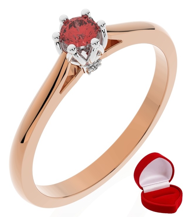 Zlatý Prstýnek 585 14k Rubín 0,09 ct Růžové Zlato R16