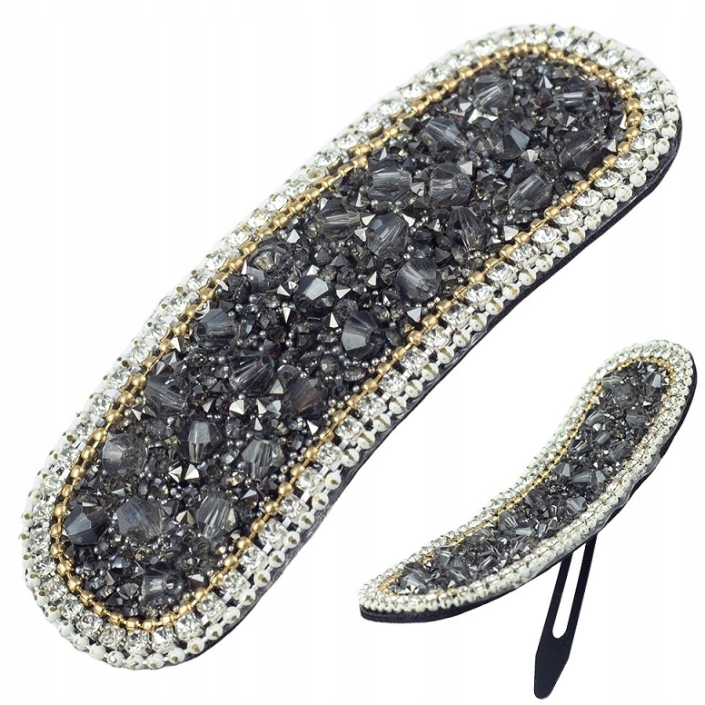 

Spinka Do Włosów Kryształki Cyrkonie Grafit Duża