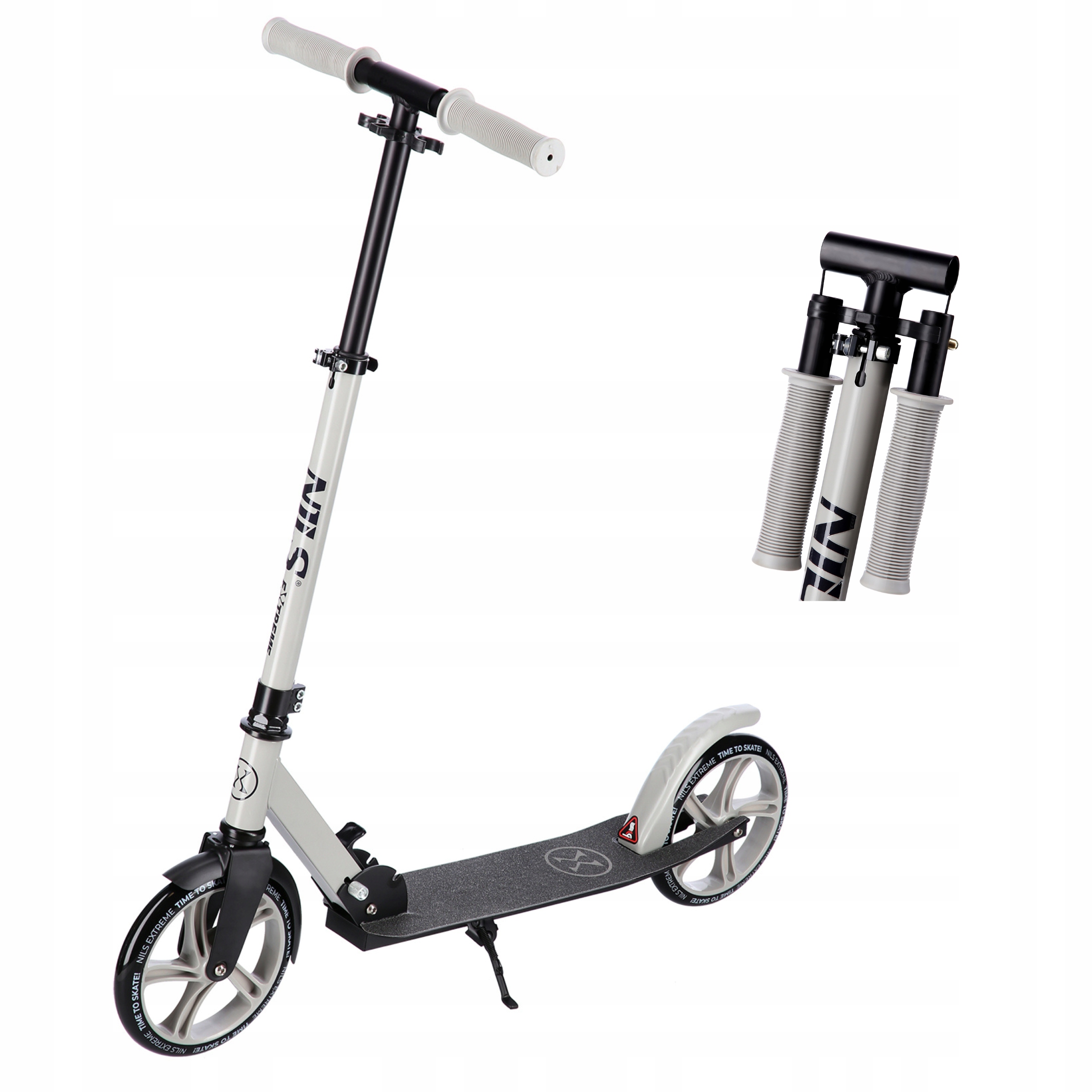 Hulajnoga Duża Szara Miejska Składana Kółka 200mm ABEC7 100 Nils Extreme