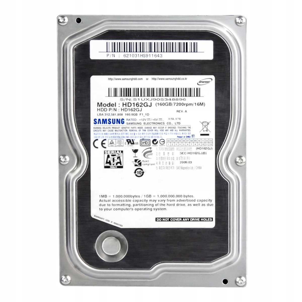 Samsung 160GB 7.2K 16MB Sata II 3.5" Hdd (Pevný disk) HD162GJ