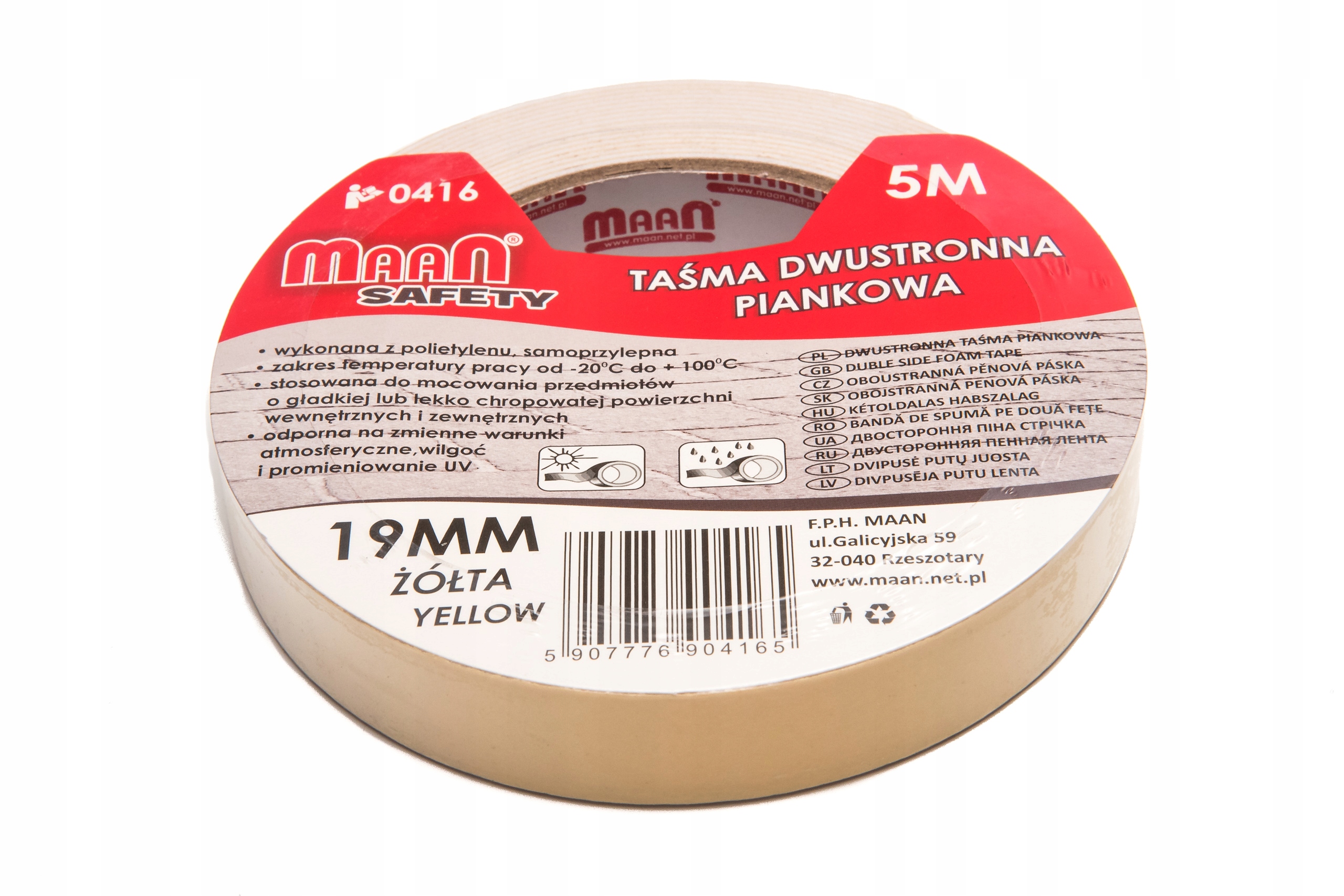 

Taśma dwustronna montażowa, piankowa 19mm 5m