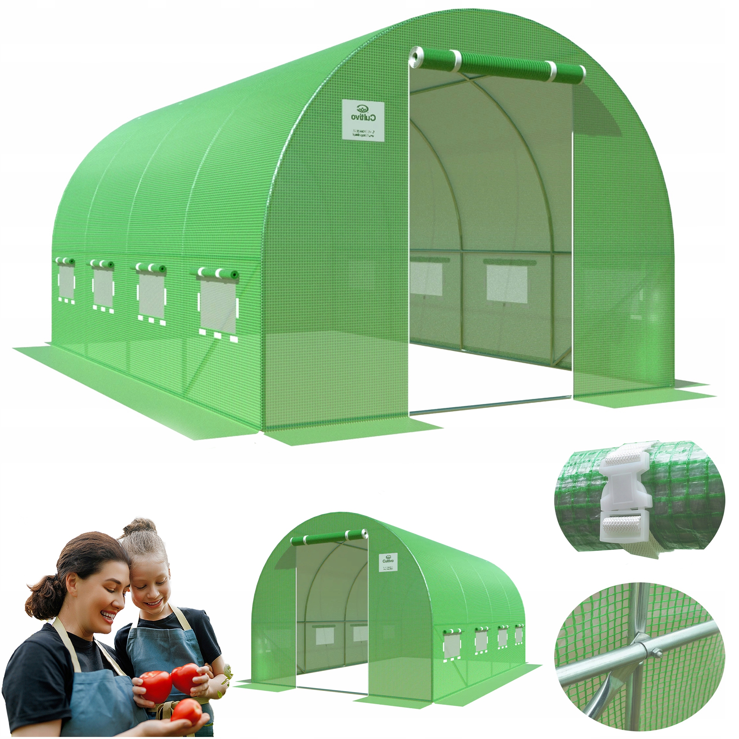 Záhradný fóliový tunel Skleník 4x2,5 m 10 m 2,5x4x2 zelený UV4
