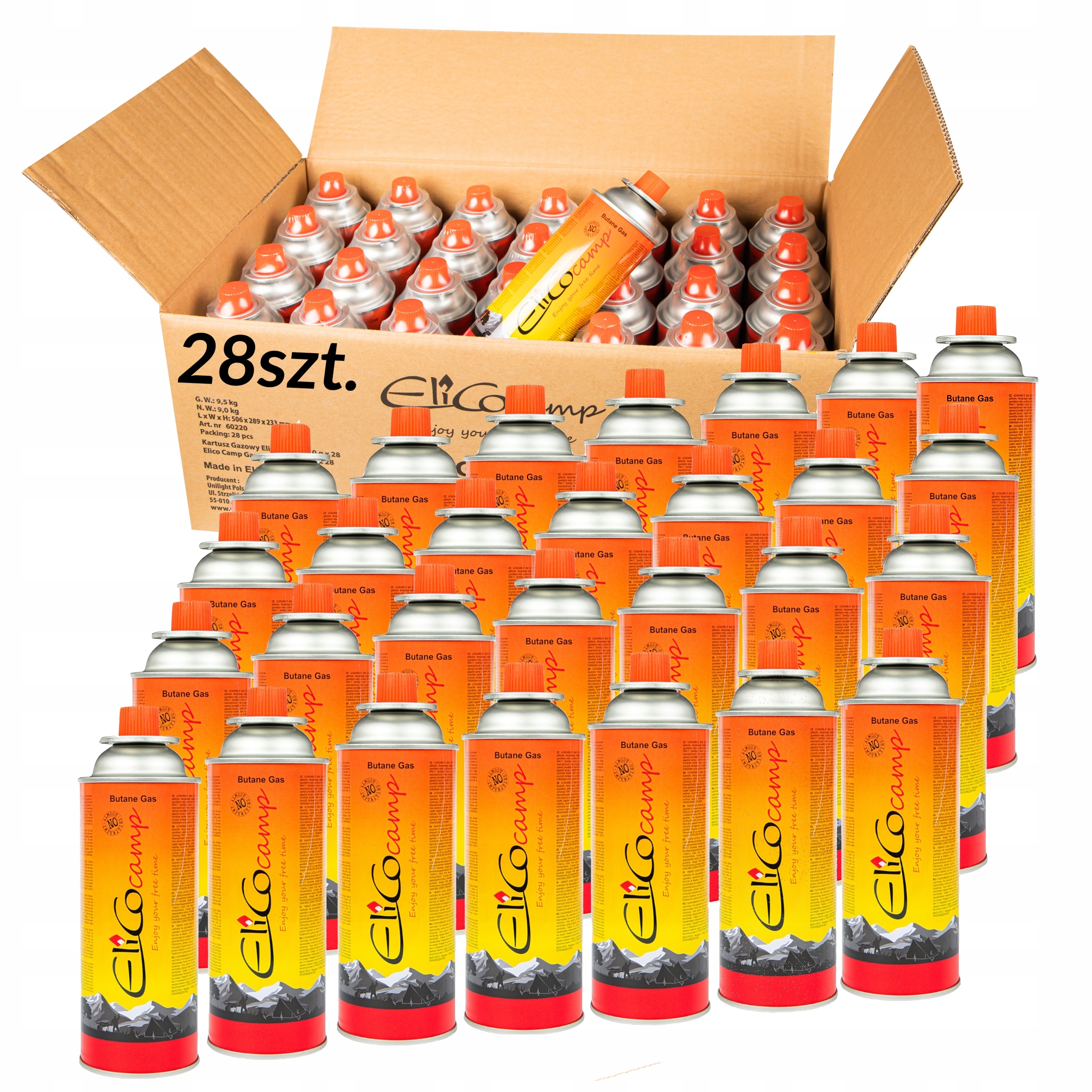 28 x Gaz Kartuše Plynový Náboj Do Hořáku Sporáku Náplň 393 ml 227 g