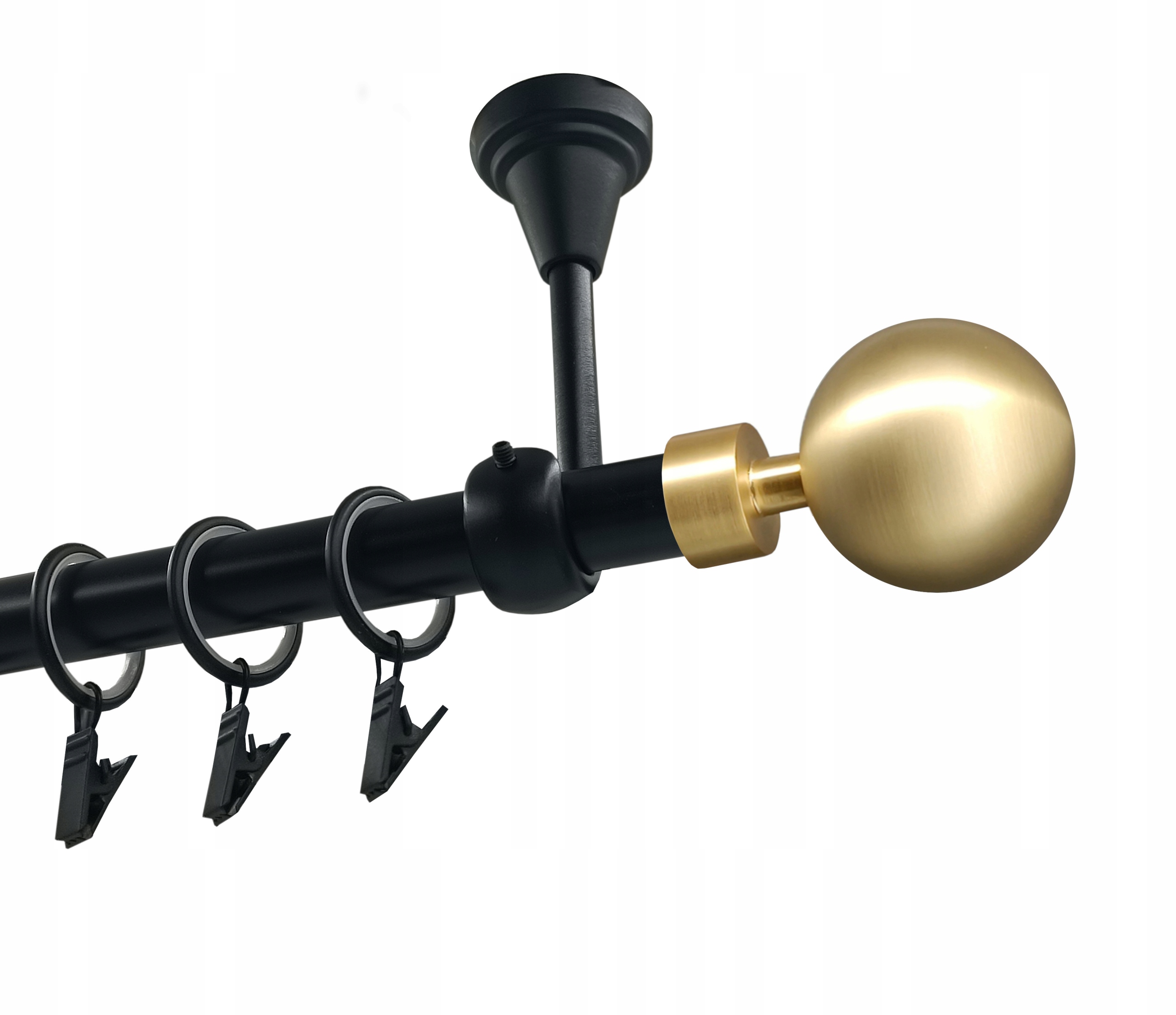 Jednoduchá garnýž Kovový Stropní 19mm Černý Mat 140 Cm Kula Modern Gold