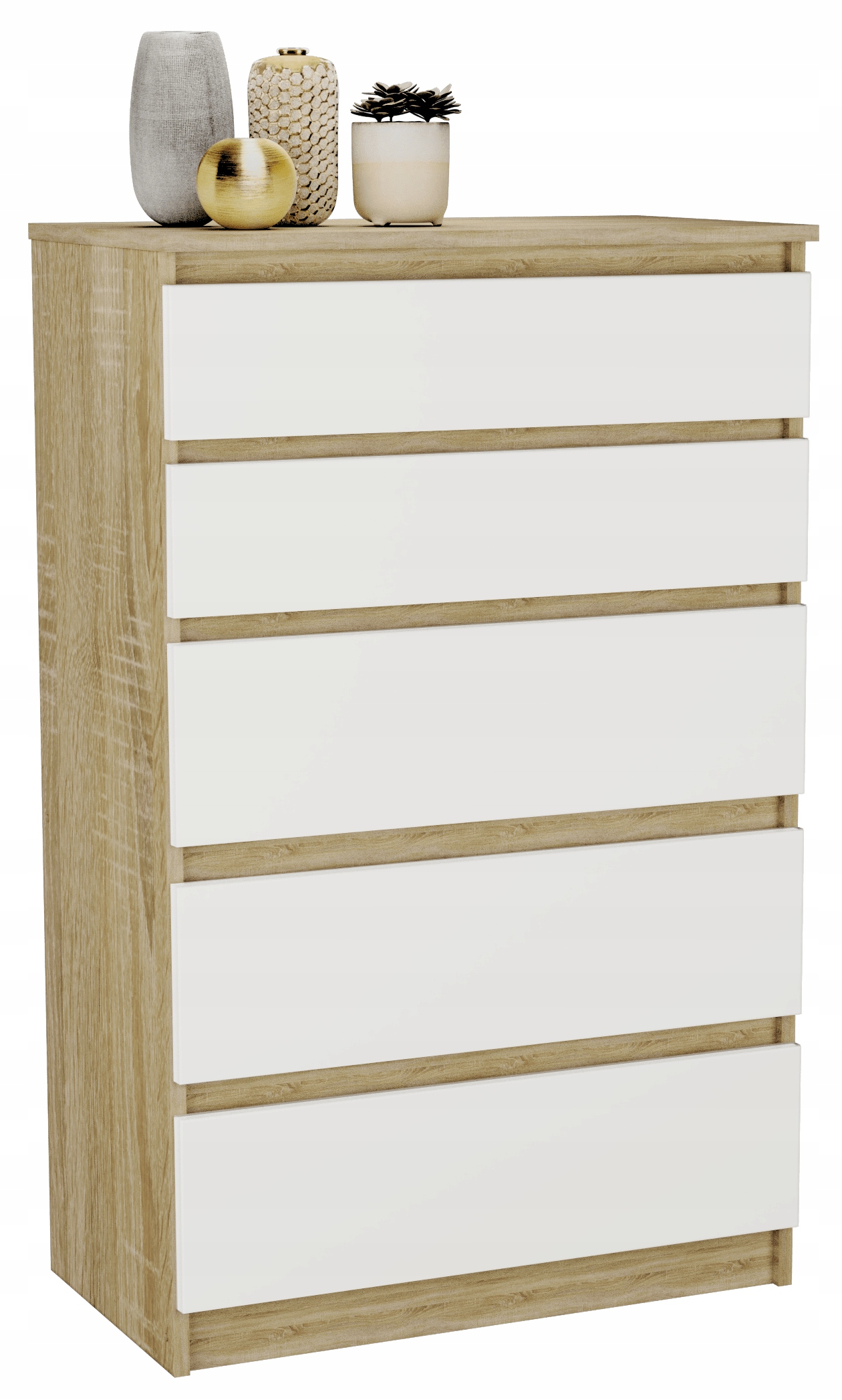 

Duża Pojemna Komoda 5 Szuflad Biała Sonoma