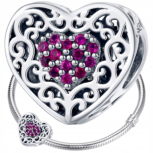 

Charms Serce Ażurowe zawieszka srebro 925 koralik