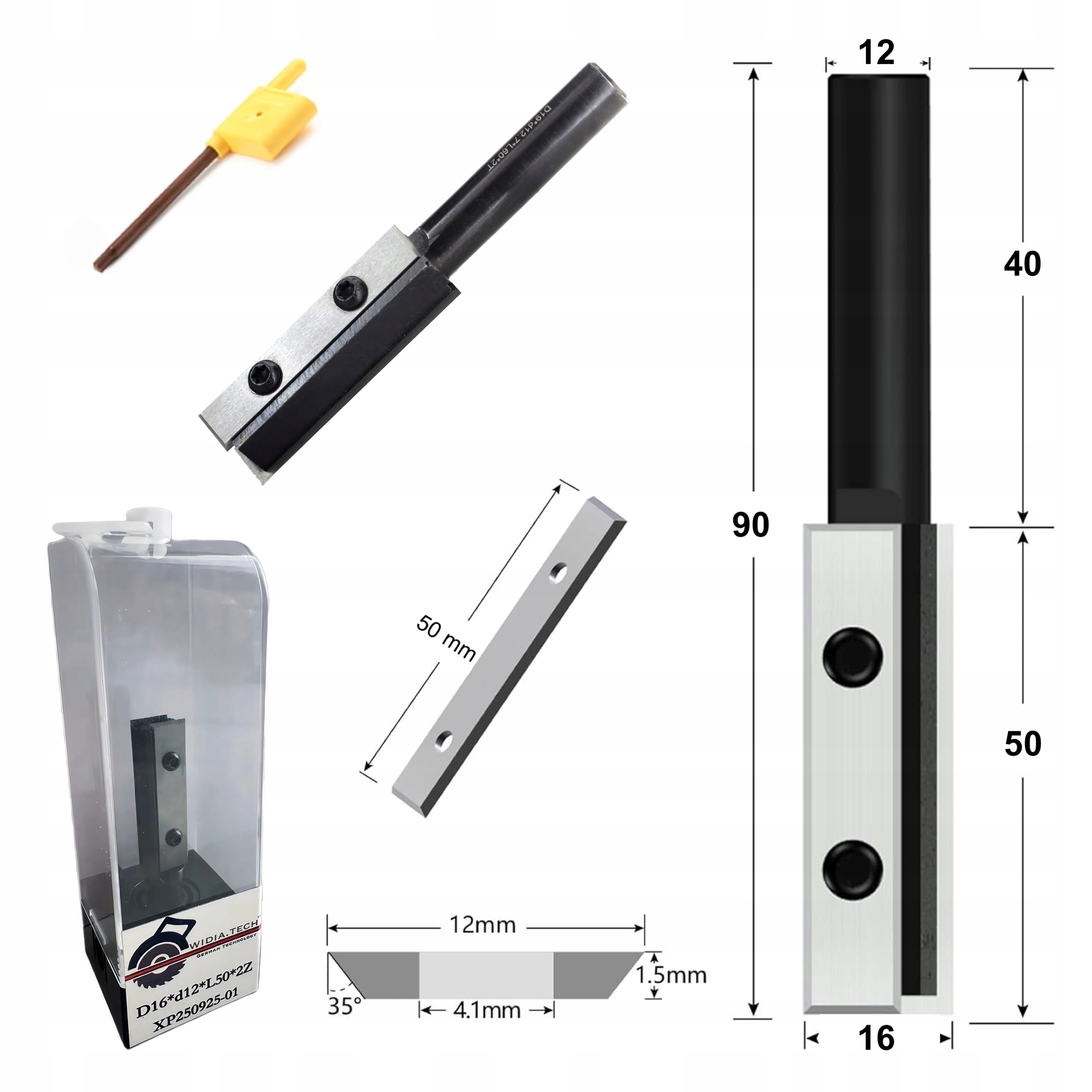 Fréza jednoduchá, vyměnitelné destičky pro Led drážky, okrajové drážky d12 D16 L50