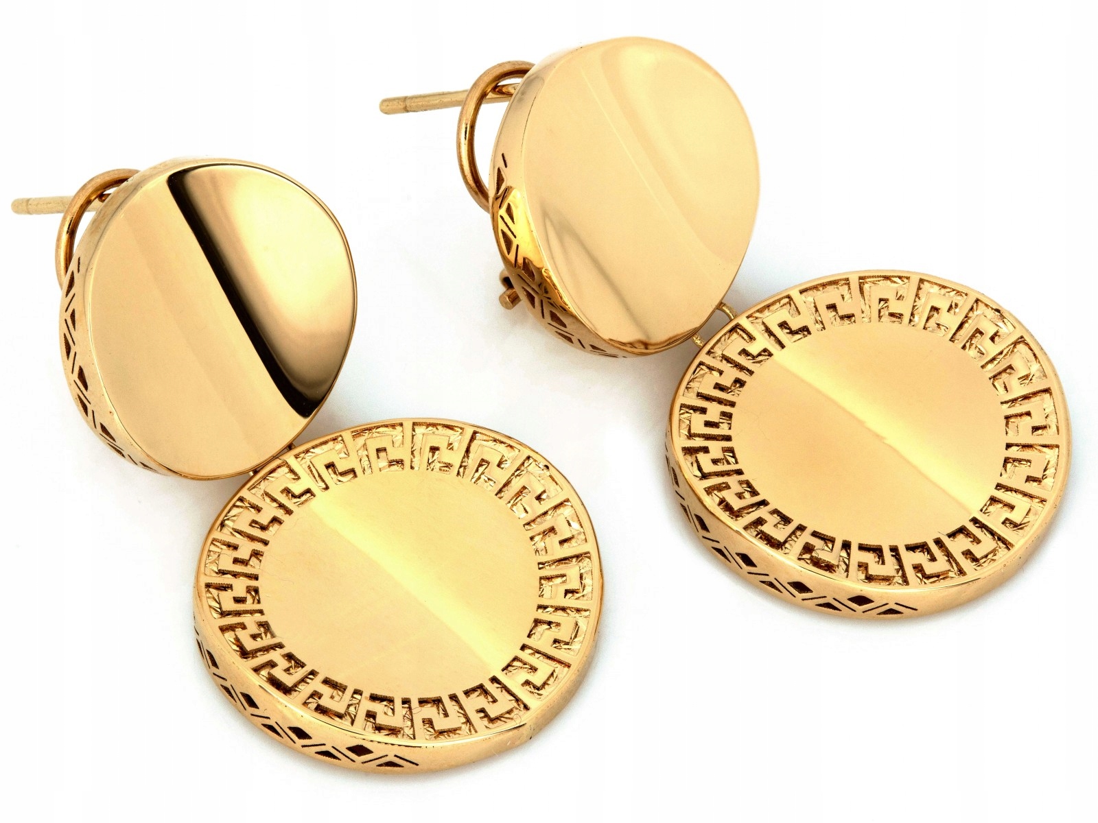 Zlaté Náušnice velké s dvěma prvky 585 14k 6.93g tyčinky jako dárek