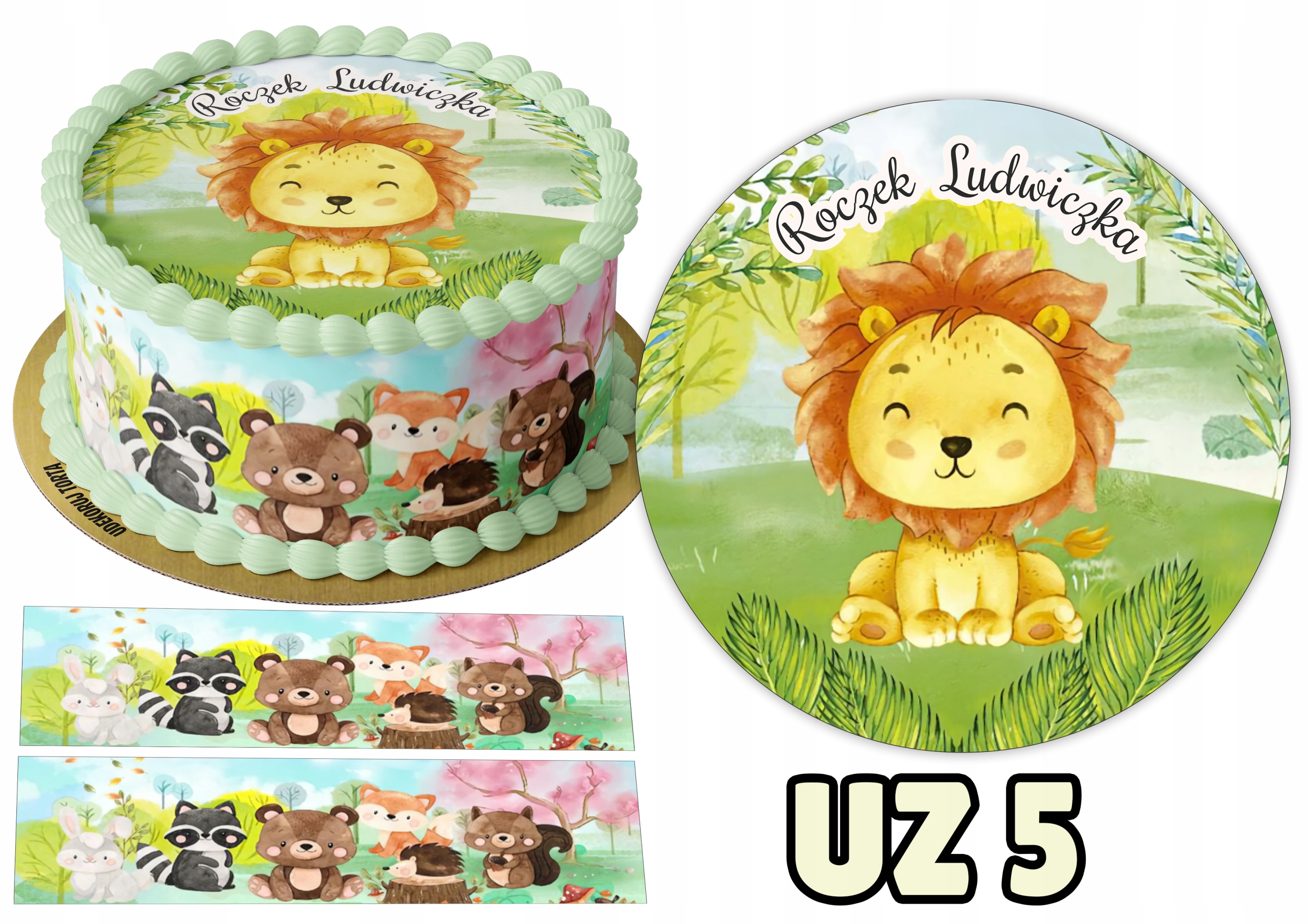 Opłatek UROCZE ZWIERZACZKI +2 Obwódki Typ opłatek na tort