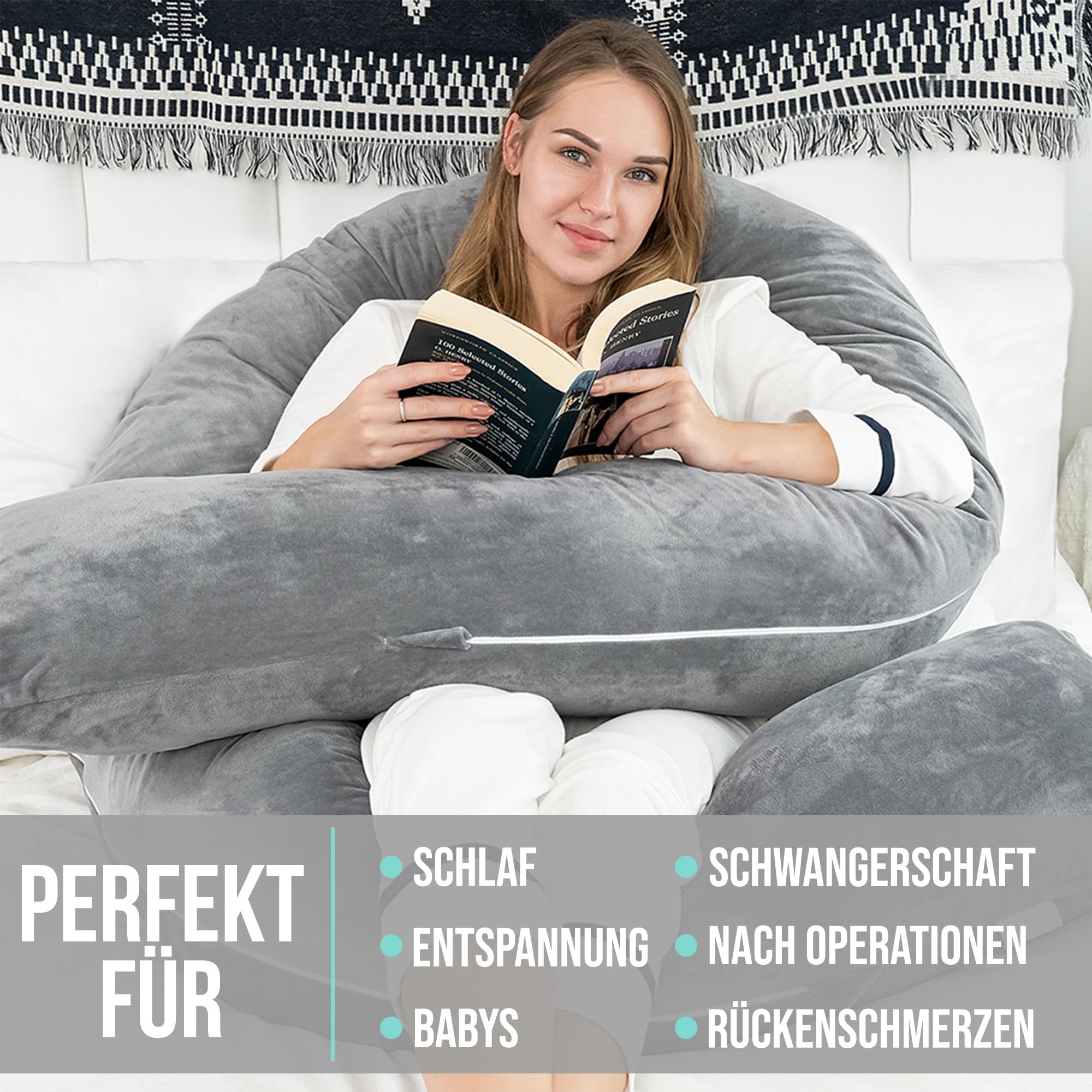 STREX Poduszka Ciążowa XXL 280cm Zdejmowany Pokrowiec Dla Ciężarnych — miniatura 2