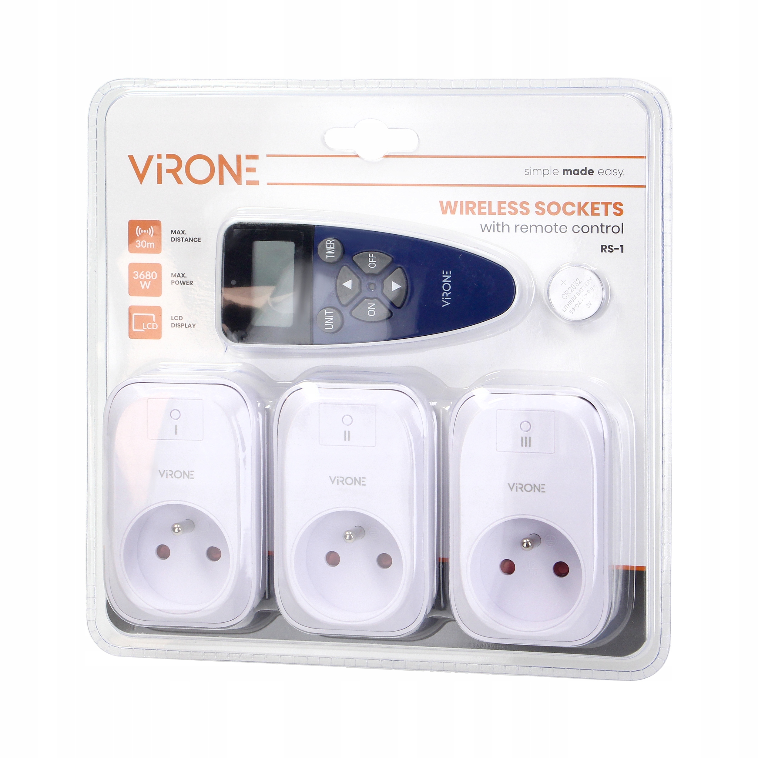 3 GNIAZDA BEZPRZEWODOWE STEROWANE PILOTEM GNIAZDKO NA PILOTA + TIMER Marka Virone