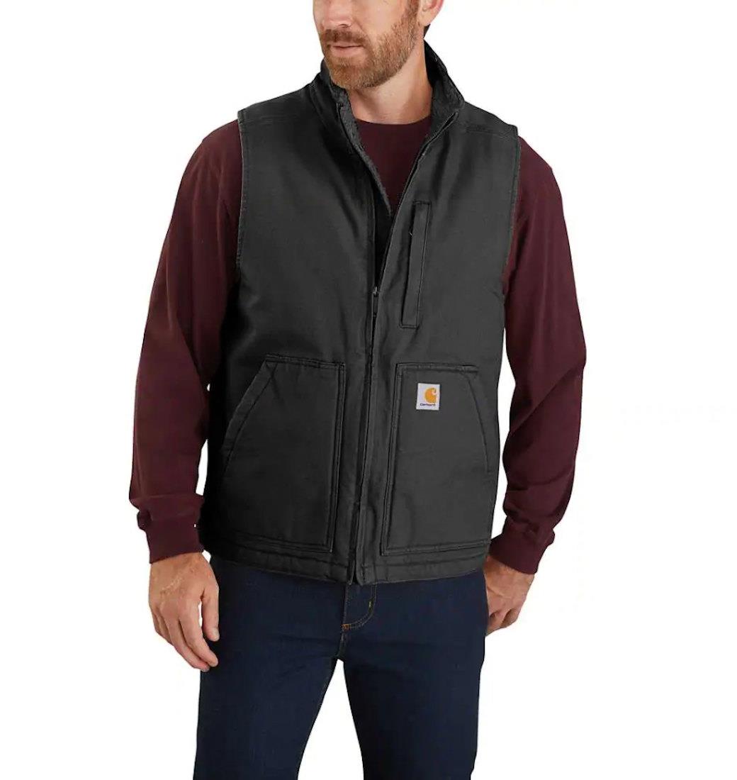 Vesta Carhartt Washed Duck Sherpa-Lined Black