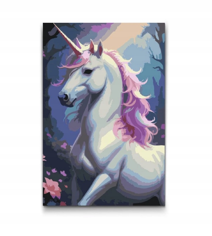 Malování Podle Čísel Kůň Barevný Jednorožec Květiny Růže Růžové 40x60 cm