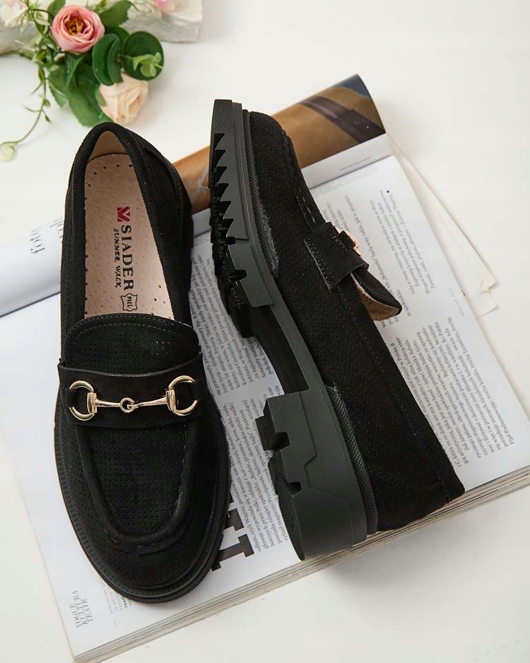 CZARNE MOKASYNY DAMSKIE Z OZDOBĄ IMERILLA 39 Rozmiar 39