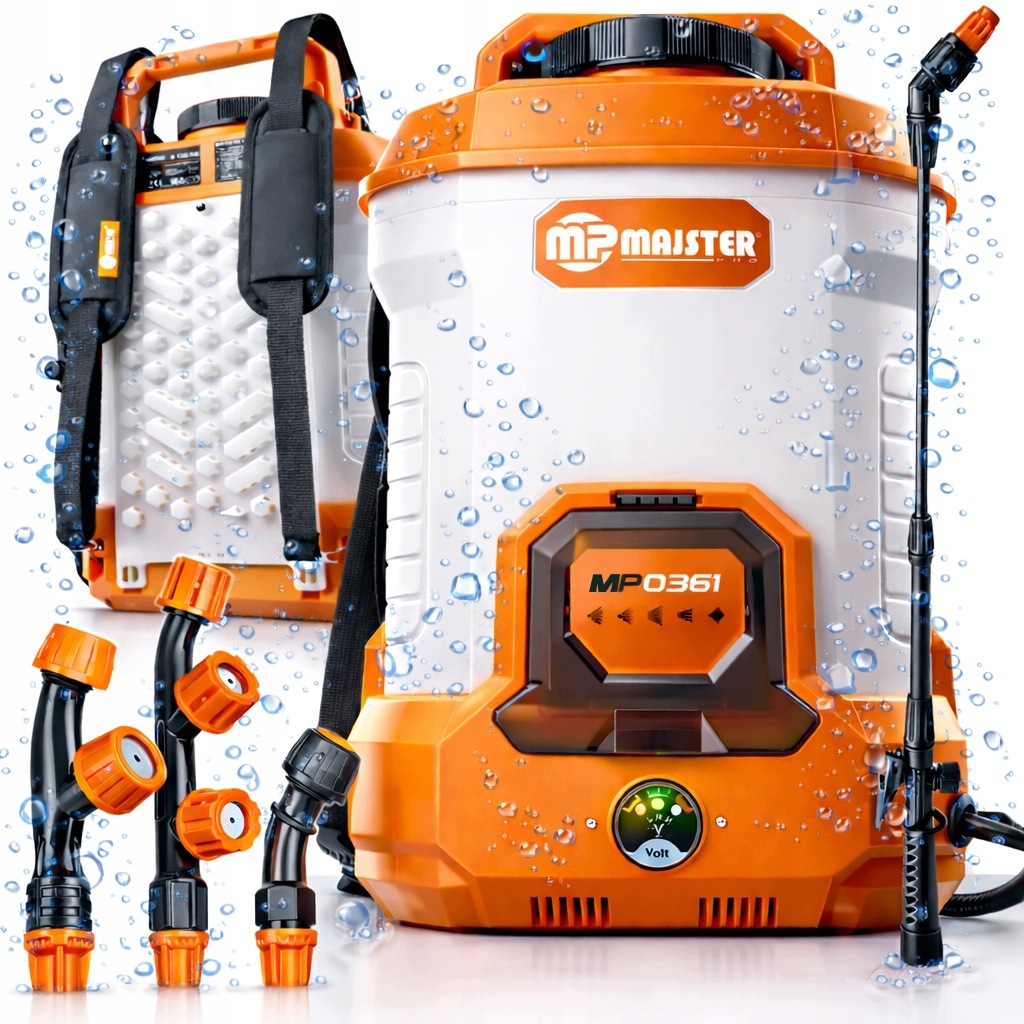 Akumuliatorinis elektrinis sodo purkštuvas kuprinis 8L Majster MP0361