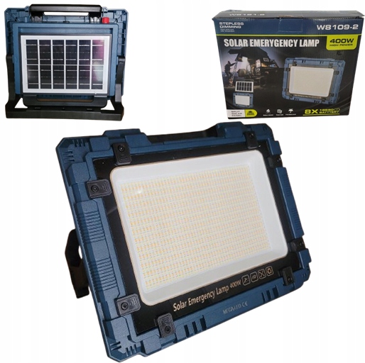 Prenosný solárny Led reflektor 400 W Zmena farby intenzity svetla Usb