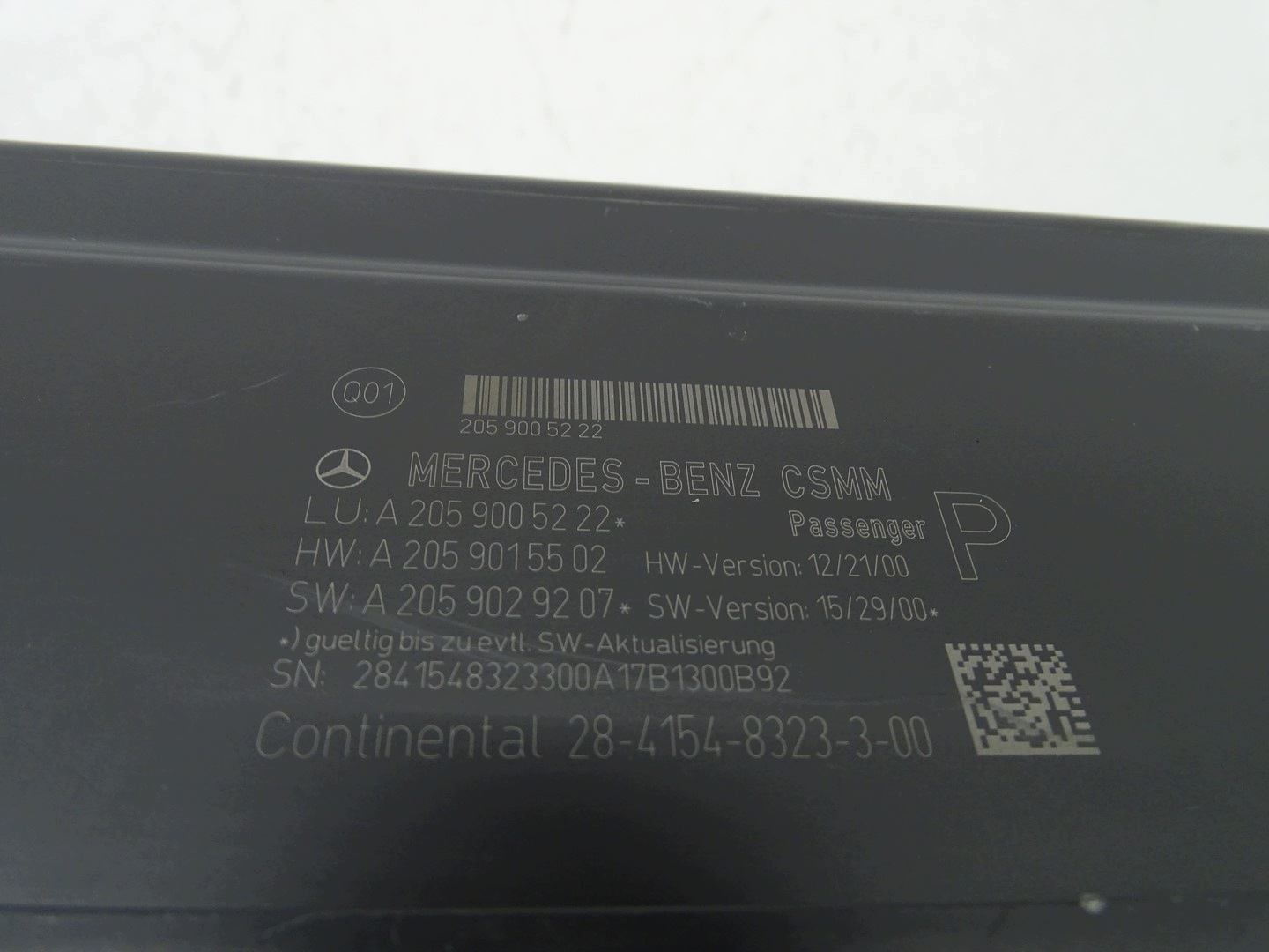 module seat control unit MERCEDES W205 A2059005222