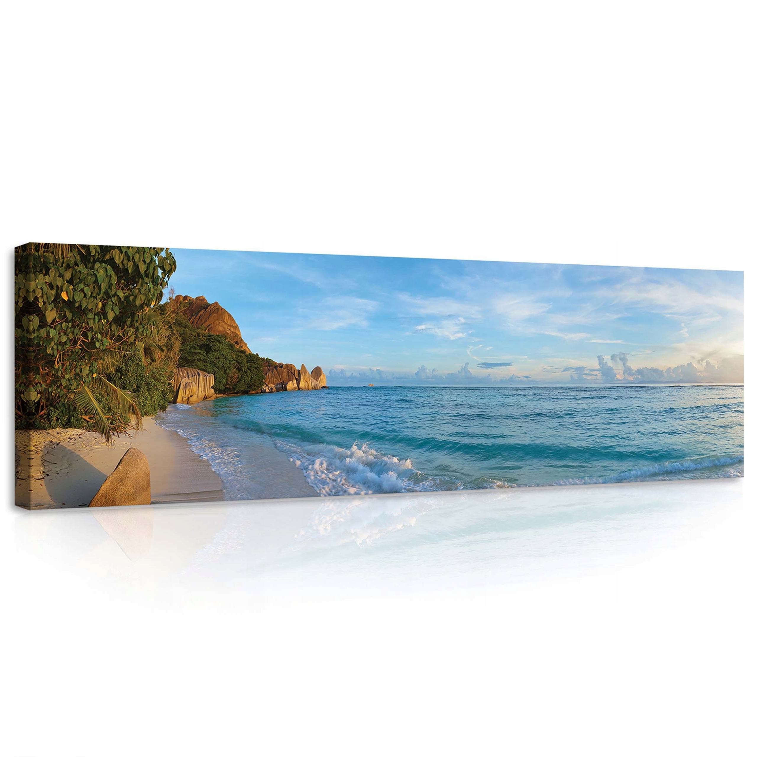 Obraz 145x45 Tropická pláž oceán bílý písek modrá voda vlny skály