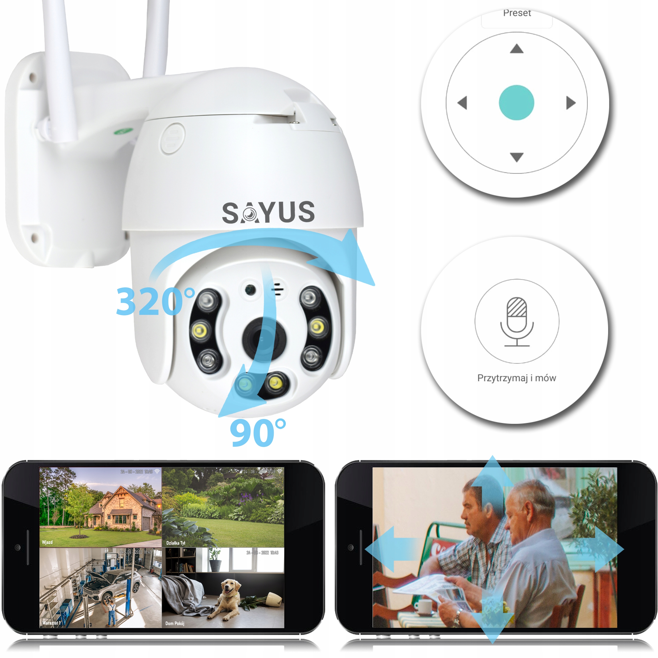 OBROTOWA KAMERA ZEWNĘTRZNA 5MPx IP WiFi ULTRA HD 4xZOOM DETEKCJA 5MP Model US-9121