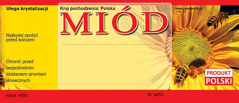 

Etykiety na miód (100szt) wzór E10