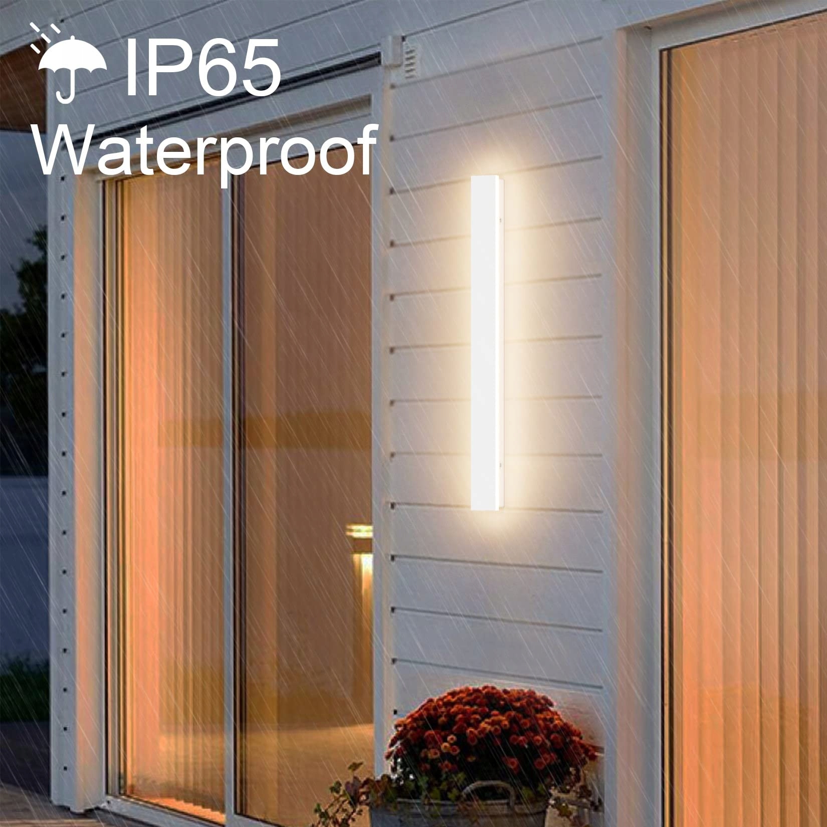 K-BRIGHT 20W Biała Wodoodporna LED Kinkiet IP65 60CM Ciepła Biel — miniatura 2
