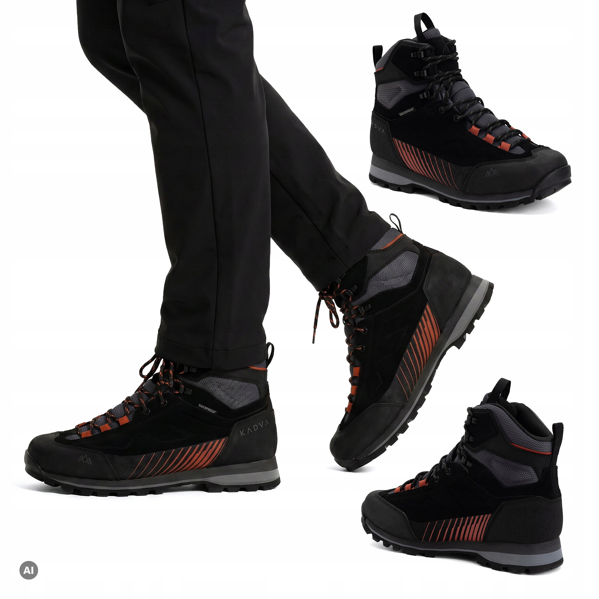 Wysokie buty trekkingowe górskie męskie Kadva Nevra Mid Wp skóra zamsz 45
