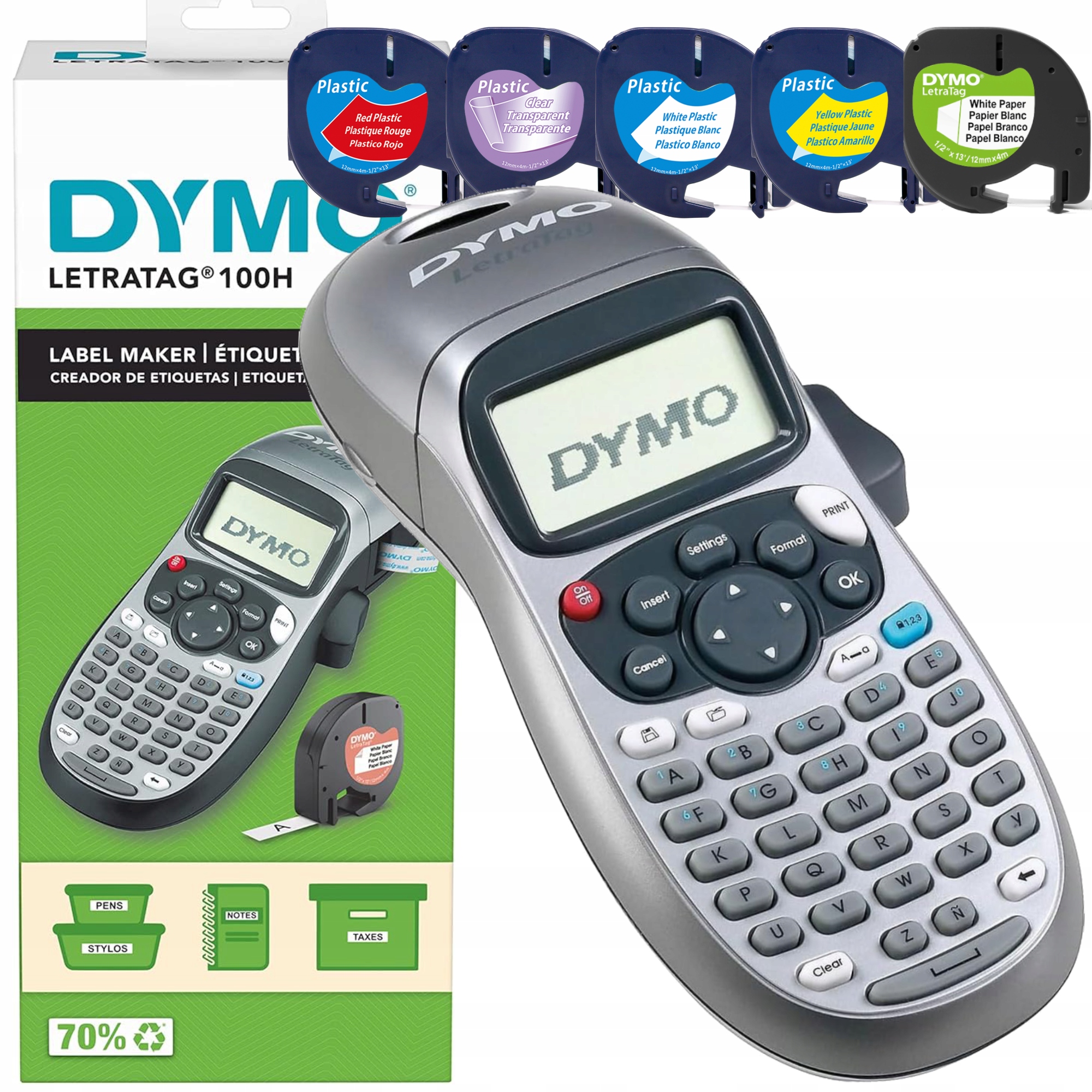 Tlačiareň Dymo LT100H Letratag farebné pásky batérie poľské znaky nálepky