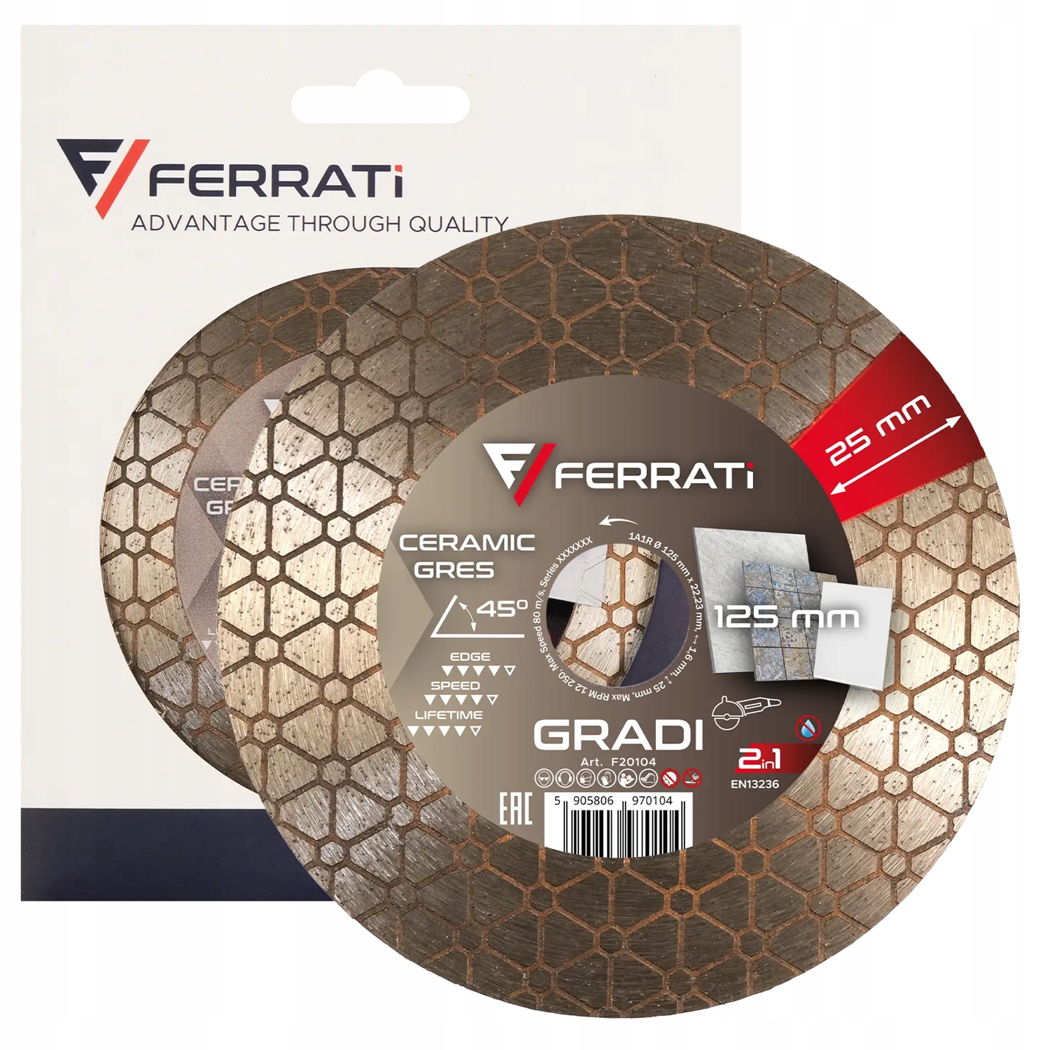 Diamantový kotouč pro řezání pod úhlem 45° Ferrati Gradi 125 mm pro úkosování