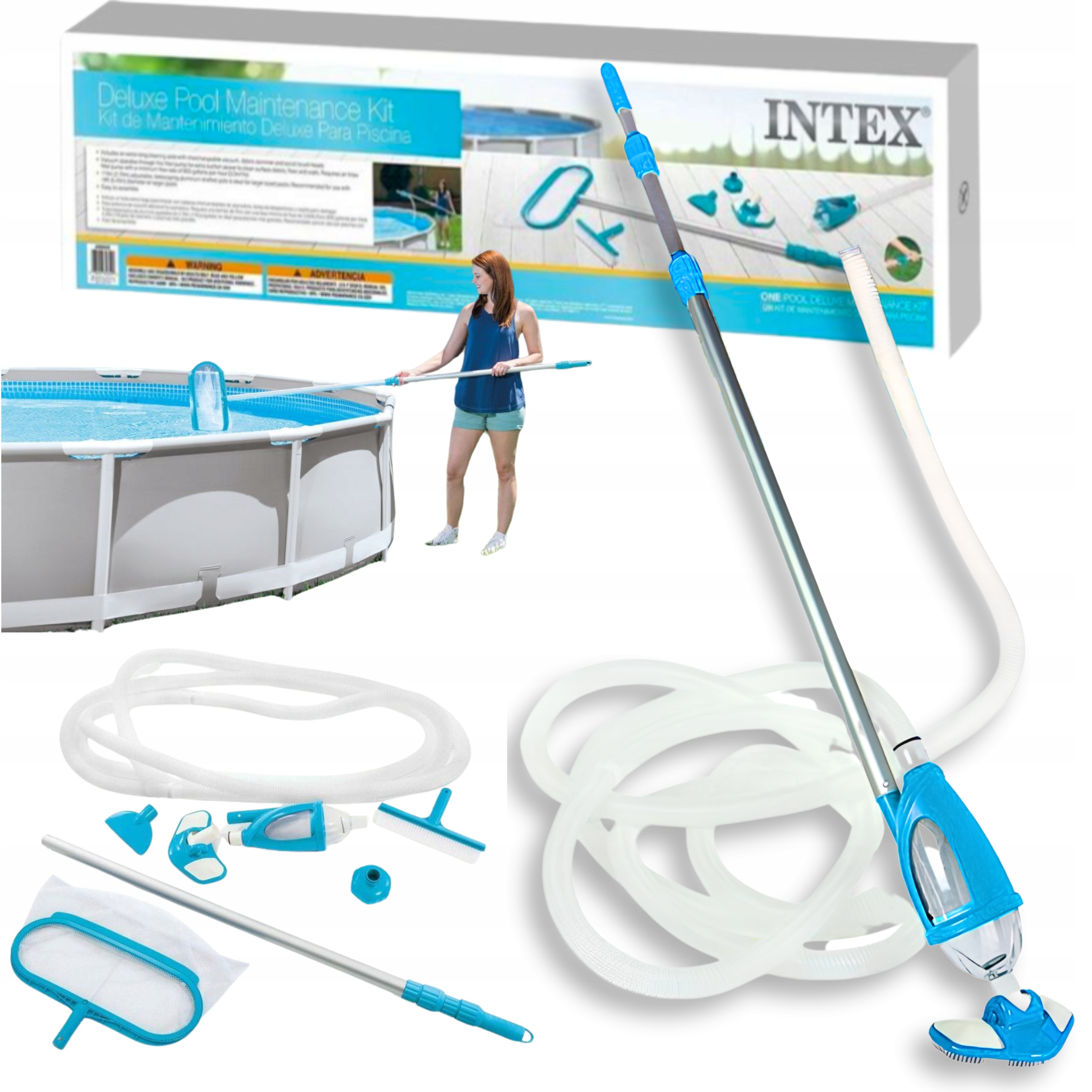 Odkurzacz Do Basenu Intex Kij Siatka Szczotki Zestaw Do Czyszczenia Deluxe