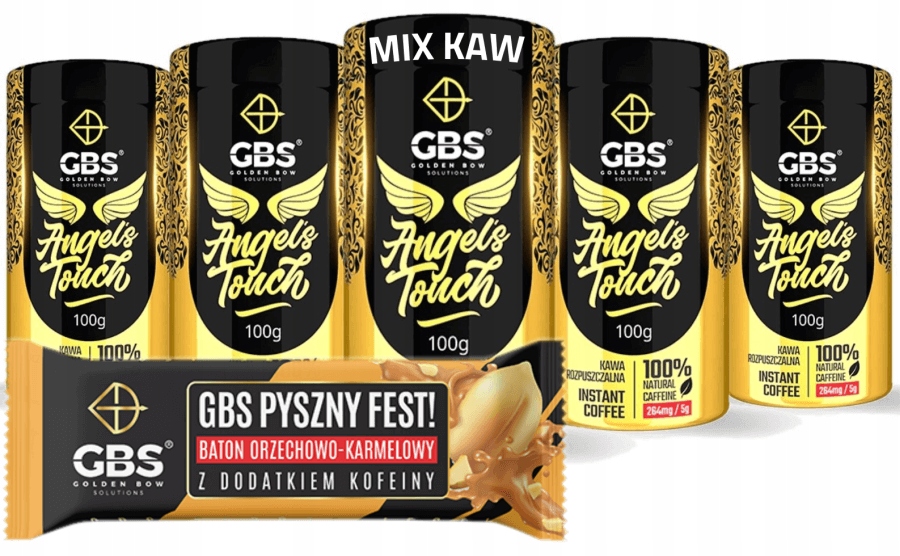 Kawa Gbs Angel Touch rozpuszczalna 5x100g zestaw Top smaków Baton Gbs