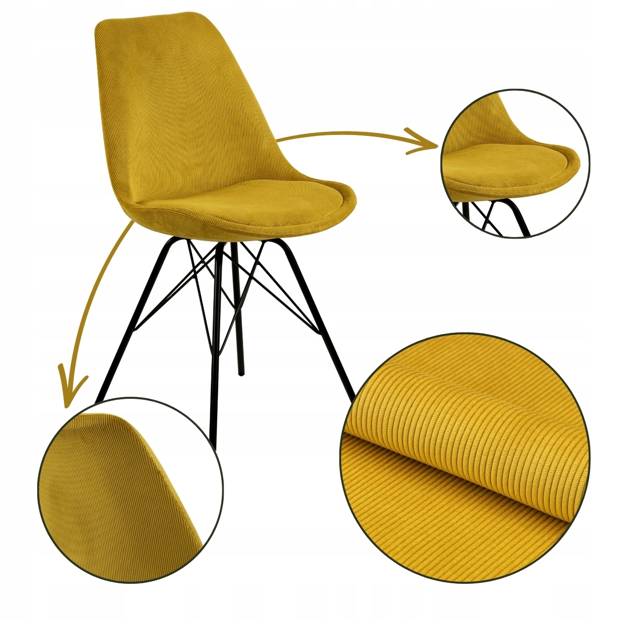 Žltá Jedálenská Stolička do kuchyne, pohodlná, s čalúneným operadlom