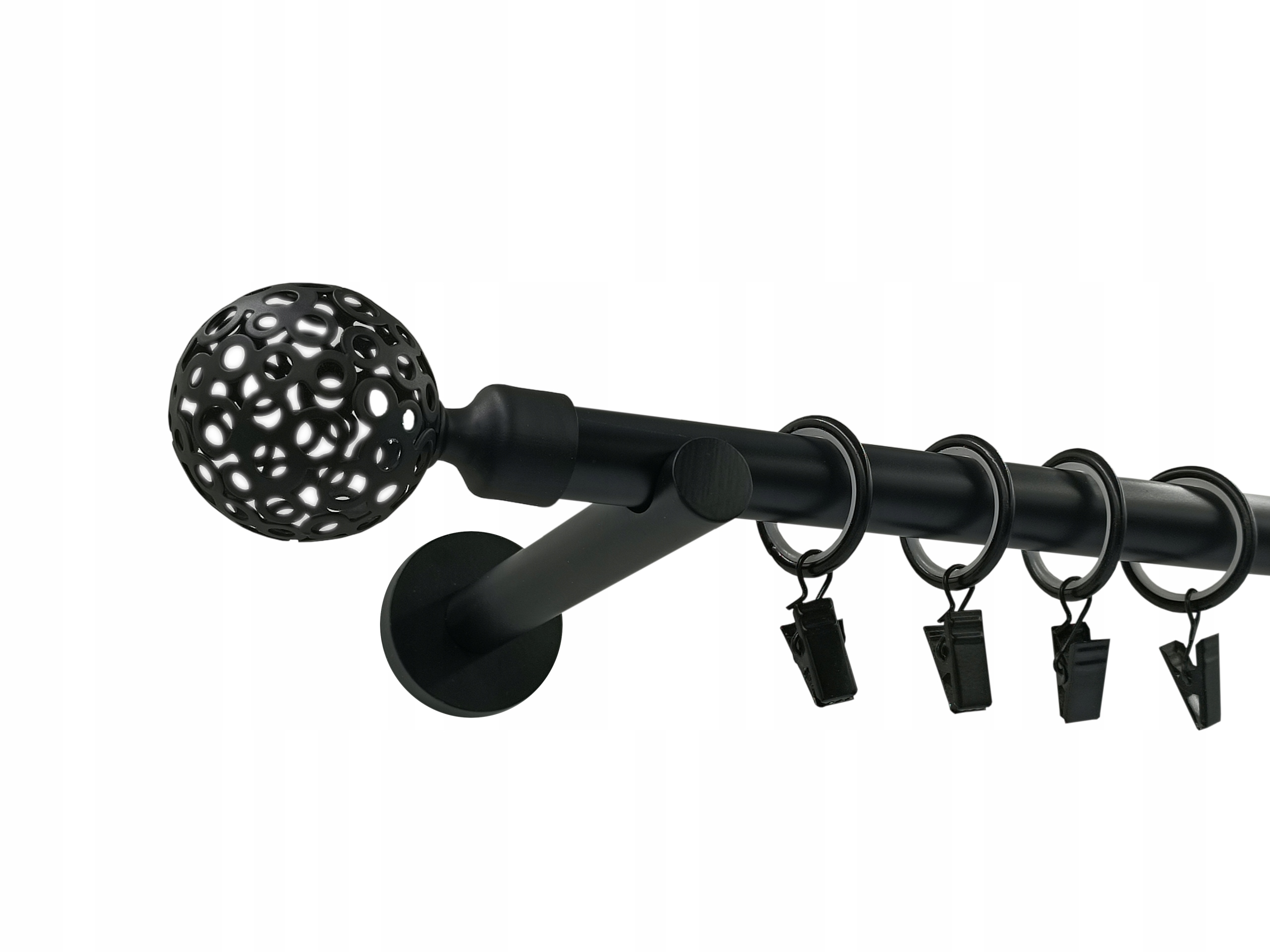 Garnýž Kovový 19 mm Černý Mat Moderní 320 cm MIX Koncovek dle výběru