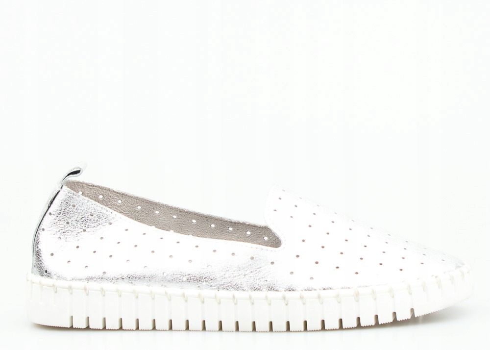 Kožené Espadrilky S Prolamovanými Zasouvacími Bílými Platformami