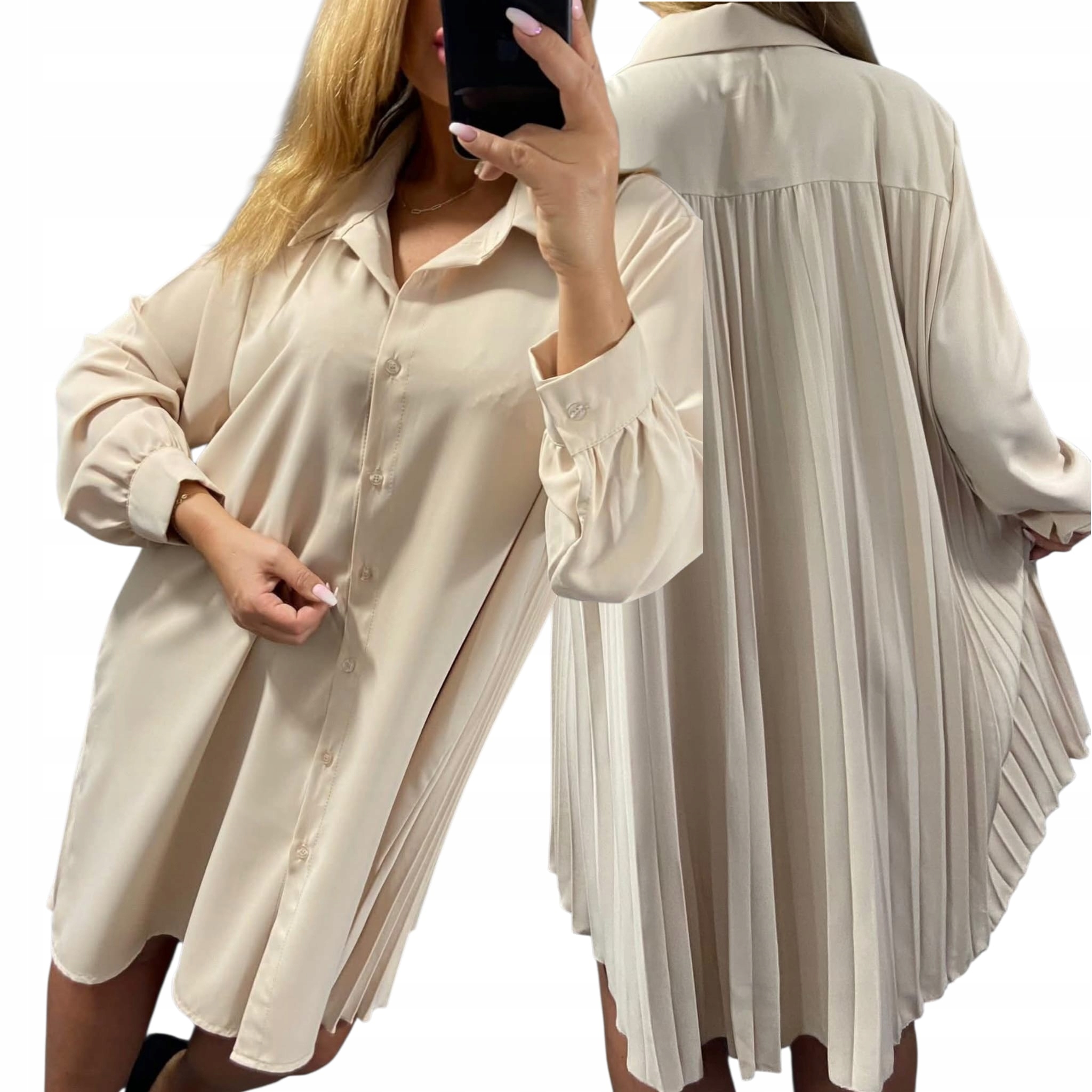 V0002 Šaty Sukně S Plisovaným Zadním Dílem, Béžová, vel. 56 (8XL)