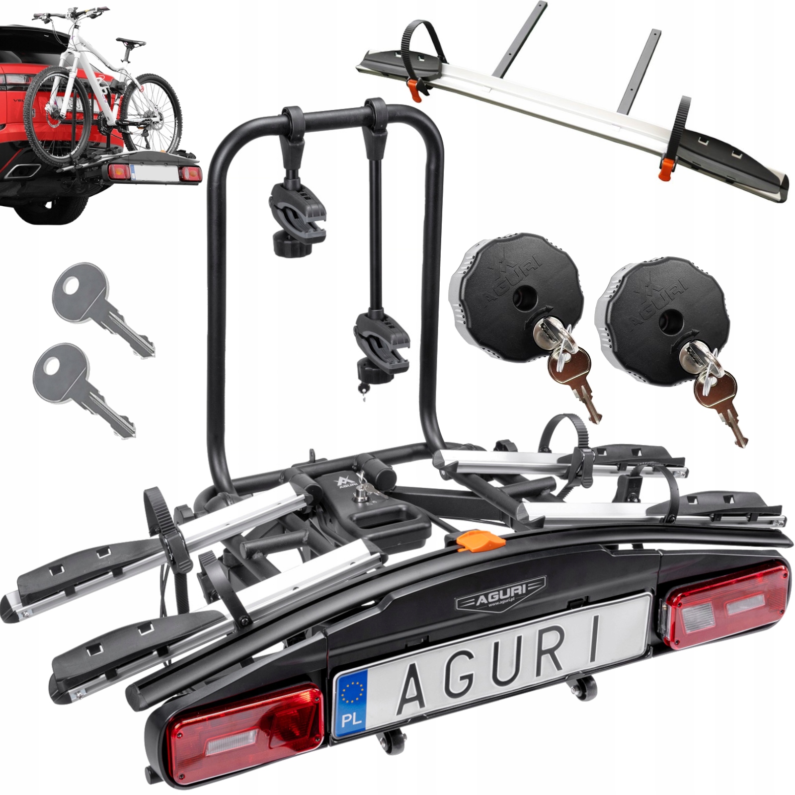 Nosič Jízdních Kol Aguri Platforma Na Háček Pro 3 Elektrická Kola E-bike 13-PIN