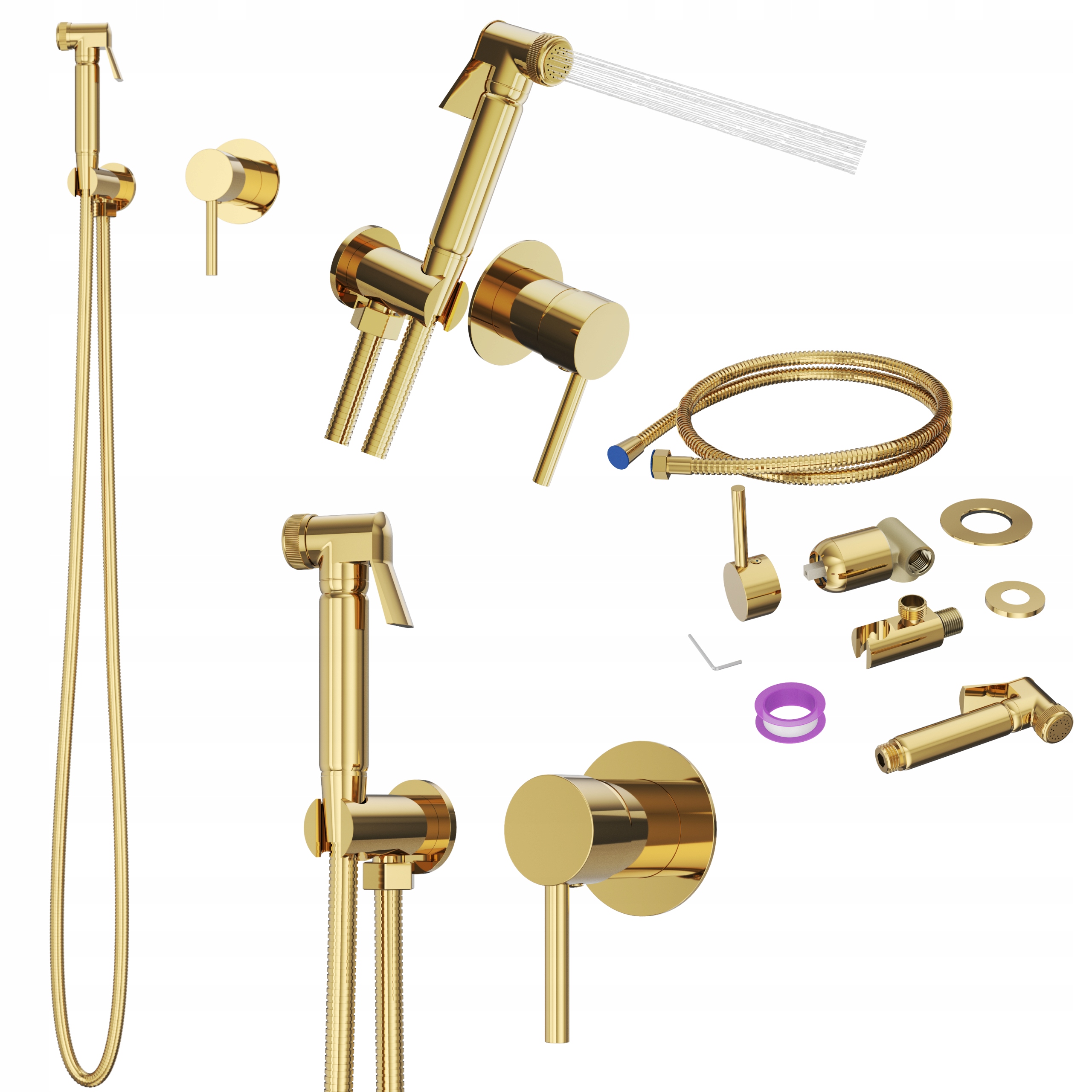 Bidetová Batéria Kivo Zlatá Kúpeľňová Podomietková Bidetová Sprcha