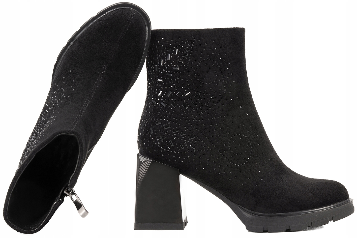 S.barski MR880-130 Kotníkové Boty Zateplené Zimní Semišové Kozačky Na Podpatku 37