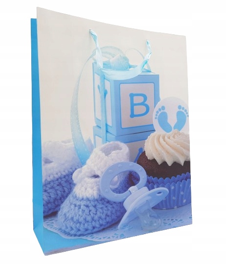 TORBA PREZENTOWA NA CHRZEST CHŁOPIEC BABY SHOWER NARODZINY 40x31cm Marka inna