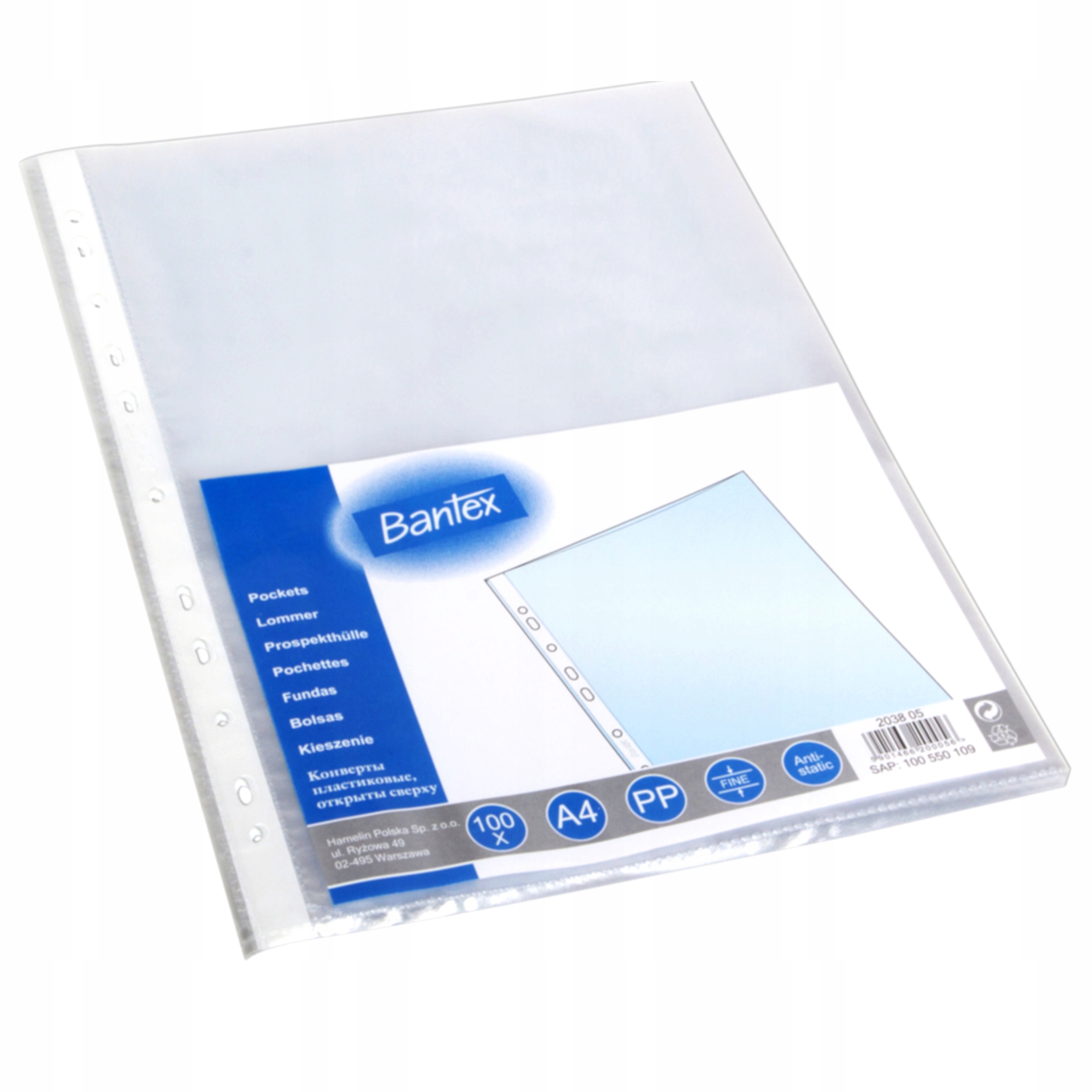 KOSZULKI A4 / NA DOKUMENTY / MATOWE / 100 SZTUK