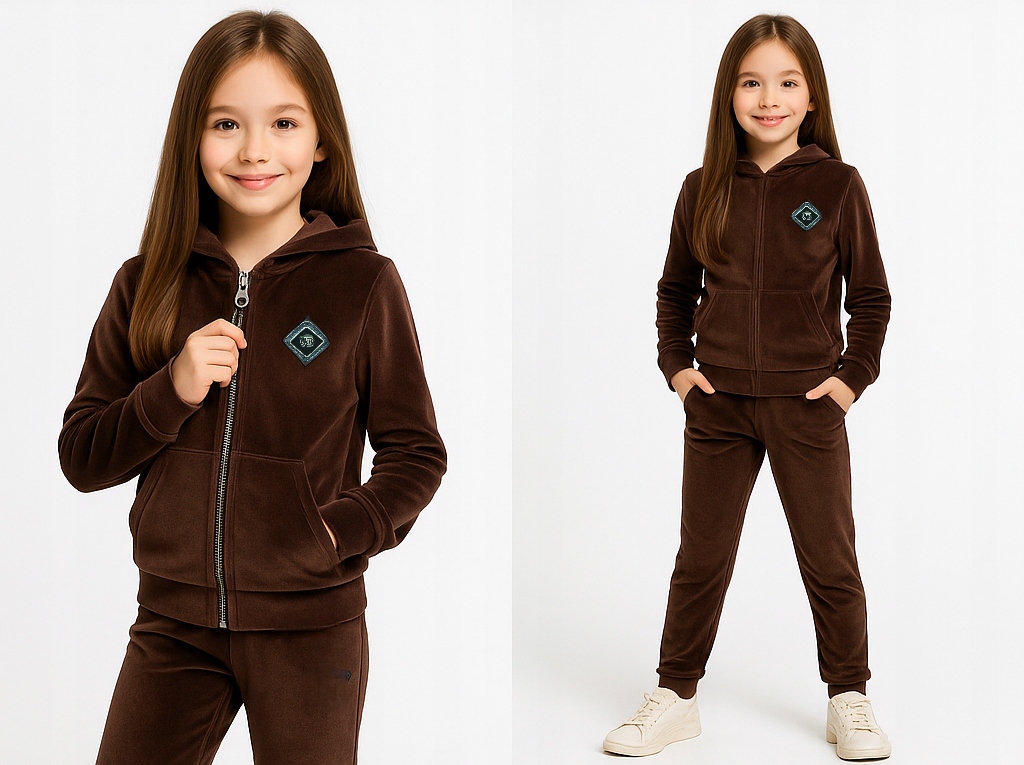 Dres Welurowy Dla Dziewczynki 122 Sportowy bluza spodnie Komplet zestaw