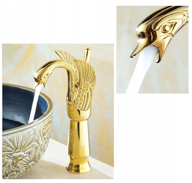 Bateria umywalkowa retro złoty łabędź Typ montażu stojąca