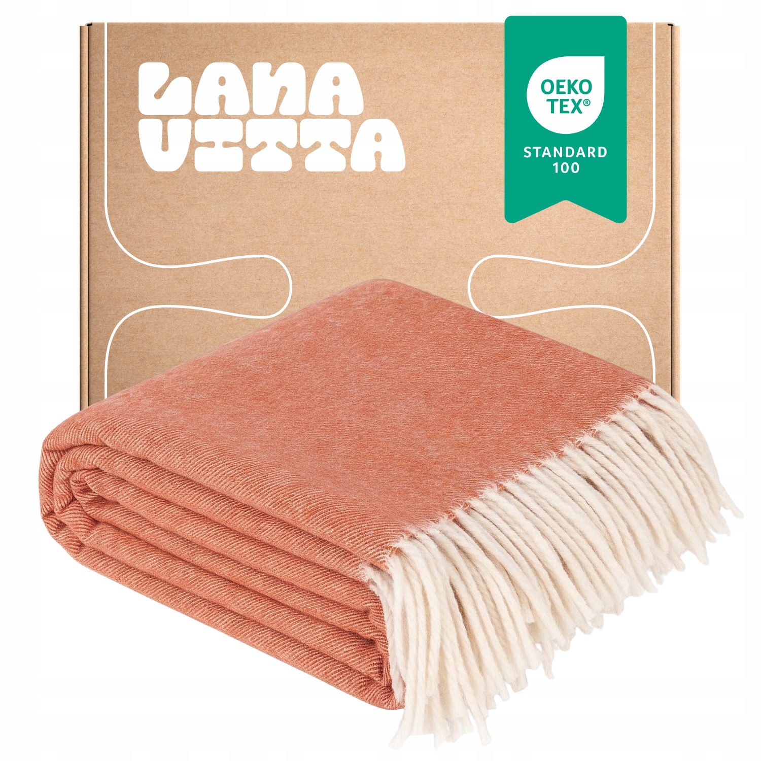 Vlněná deka Steppe 100% Australská vlna Merynos Pomerančová 140х200 cm