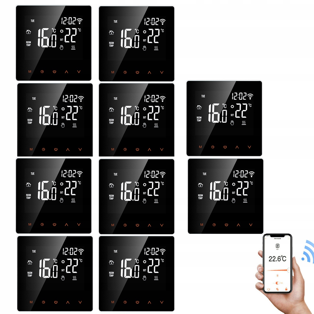 10x Wifi Termostat Pokojový regulátor teploty