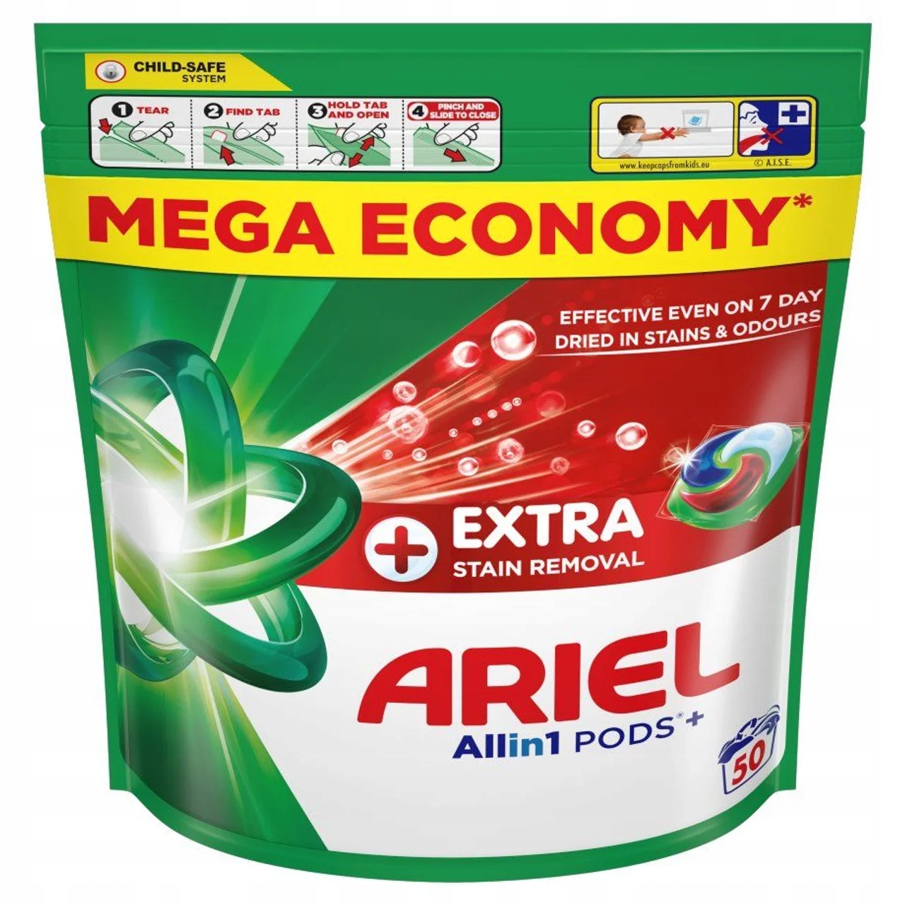 Kapsle na praní Ariel Pods Plus Extra Clean 50 ks