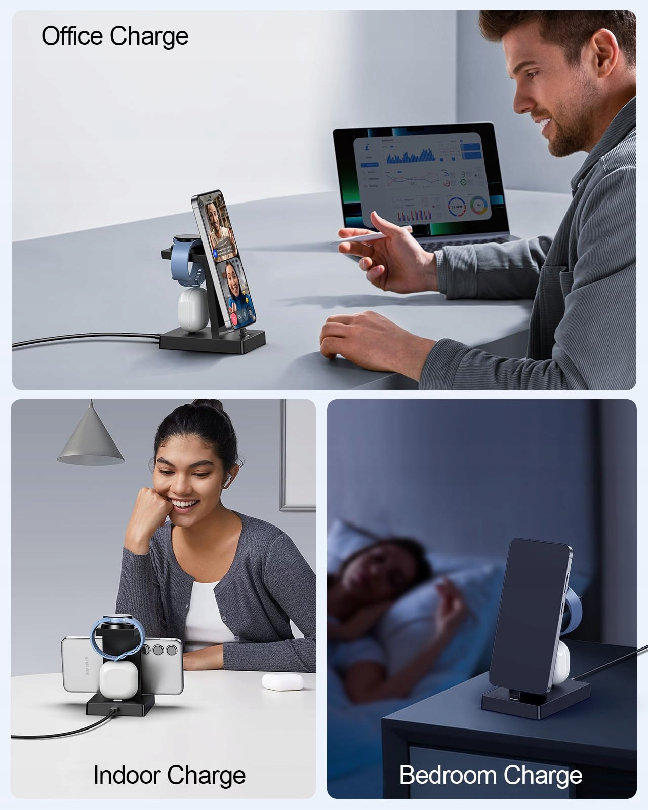 NANAMI Stacja Ładowania 30W USB C Dla Samsung Watch i Telefonów 3w1 — miniatura 7