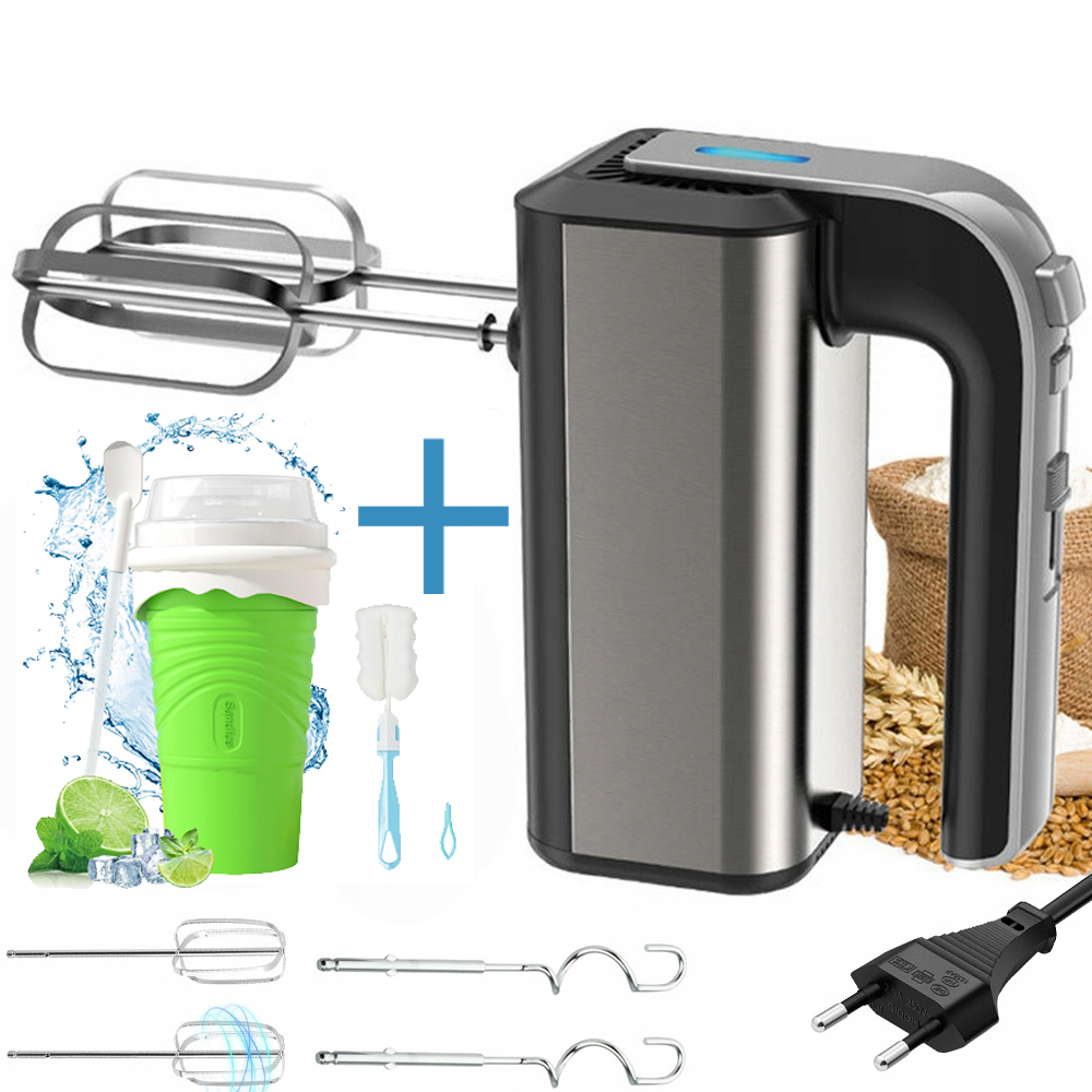 Výkonný Kuchyňský Ruční Mixér 800 W 5 Rychlostí, 2 Typy Míchacích Hlavic