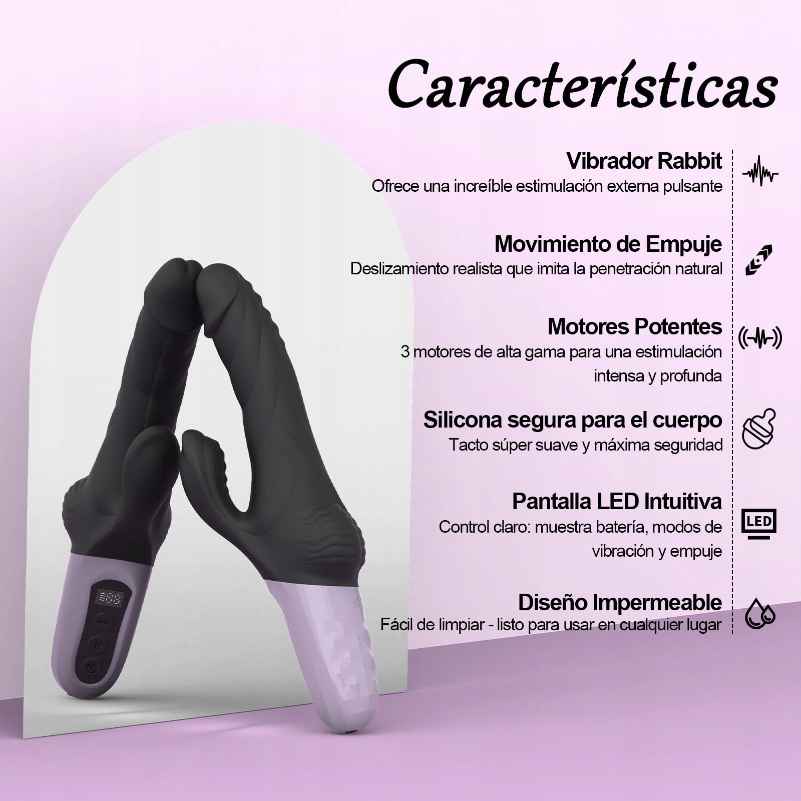 VIBRATION Wibrator Dla Kobiet Z Funkcją Pchającą 9 Trybów G Punkt Klitoris — miniatura 5