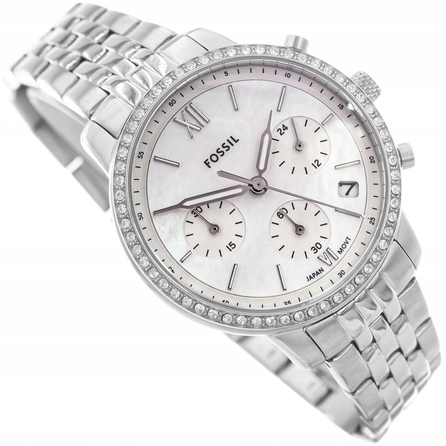 Dámské Hodinky Fossil ES5357 Neutra Chronograph S Krystalky, Stopky, Data