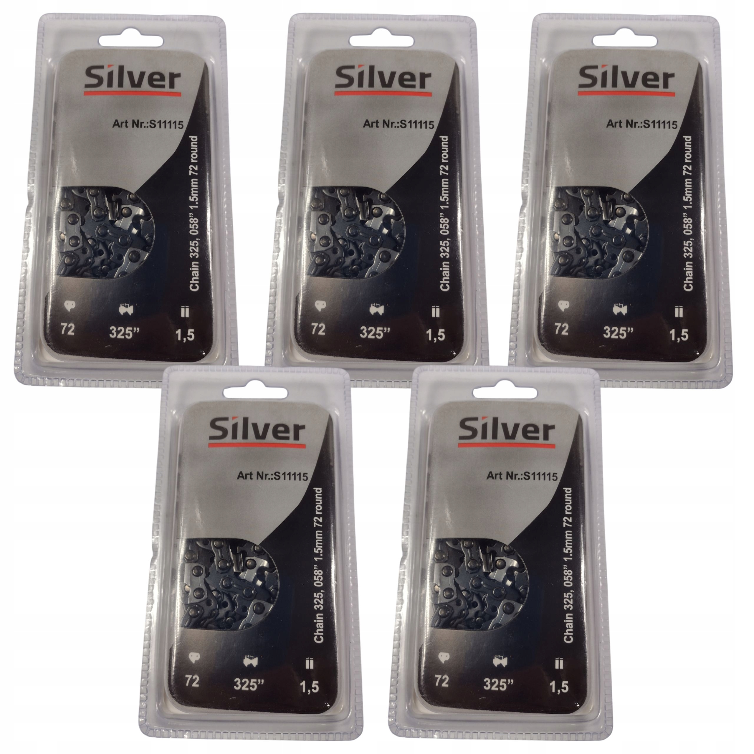5 szt Łańcuch Tnący Do Piły 18" 45 cm 325 058 1,5 mm 72 ogniw SilverTools